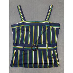 I.N. San Francisco Y2K Belted Tank Top Navy Stripped, Size Med